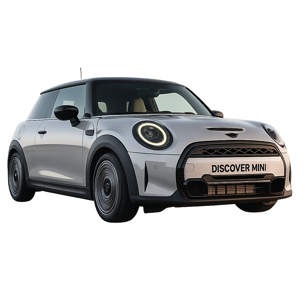 Mini driving on open road